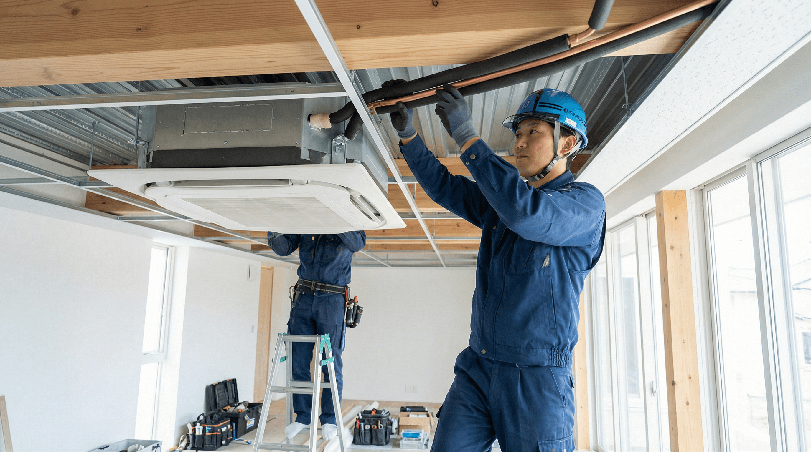 空調設備工事の様子
